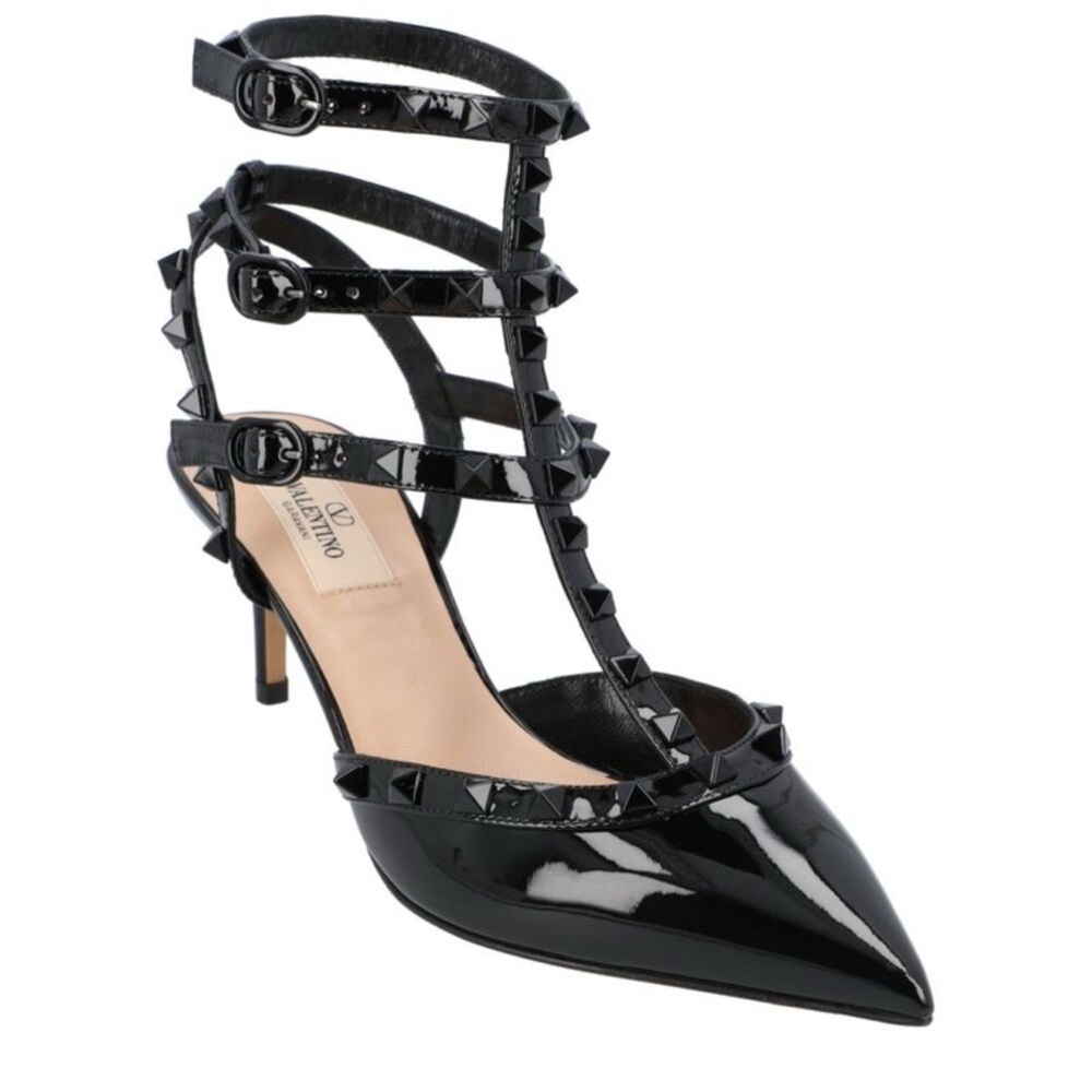 Valentino Black Patent Leather Strappy Heels